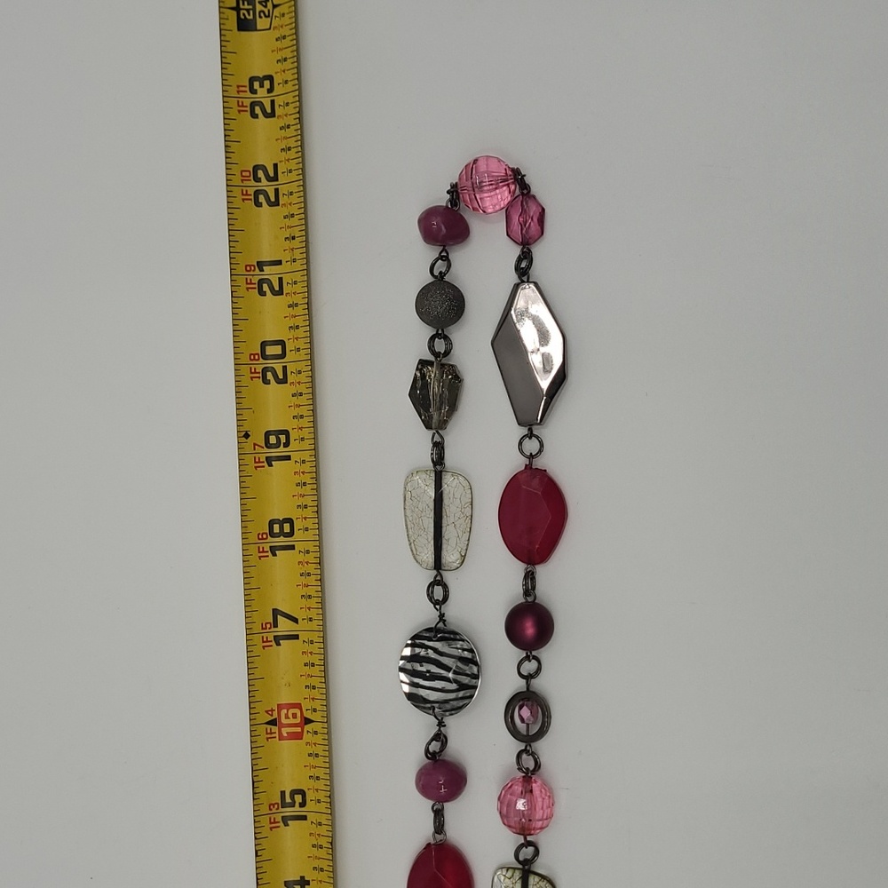 Magenta/Gunmetal Gray Necklace -22" - Picture 4 of 6